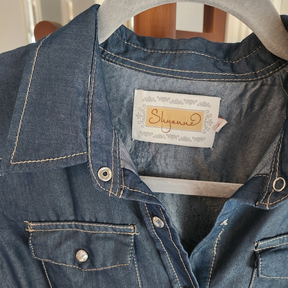 Shyanne Blue Long Sleeve Notched Collar Dress - Picture 2 of 7